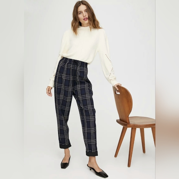 Wilfred Aritzia Soleste Plaid High Rise Pull On cuffed Pant size Large - Picture 10 of 13